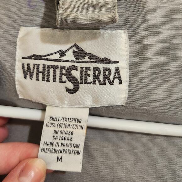 White Sierra Greige Hooded Full Zip Outdoors Casual Cotton Parka Jacket Medium - Picture 6 of 8